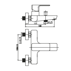 Invena Nyks bateria wannowa bez zestawu natryskowego chrom
