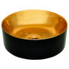 Invena Kos umywalka nablatowa 42 cm okrągła czarno złota połysk