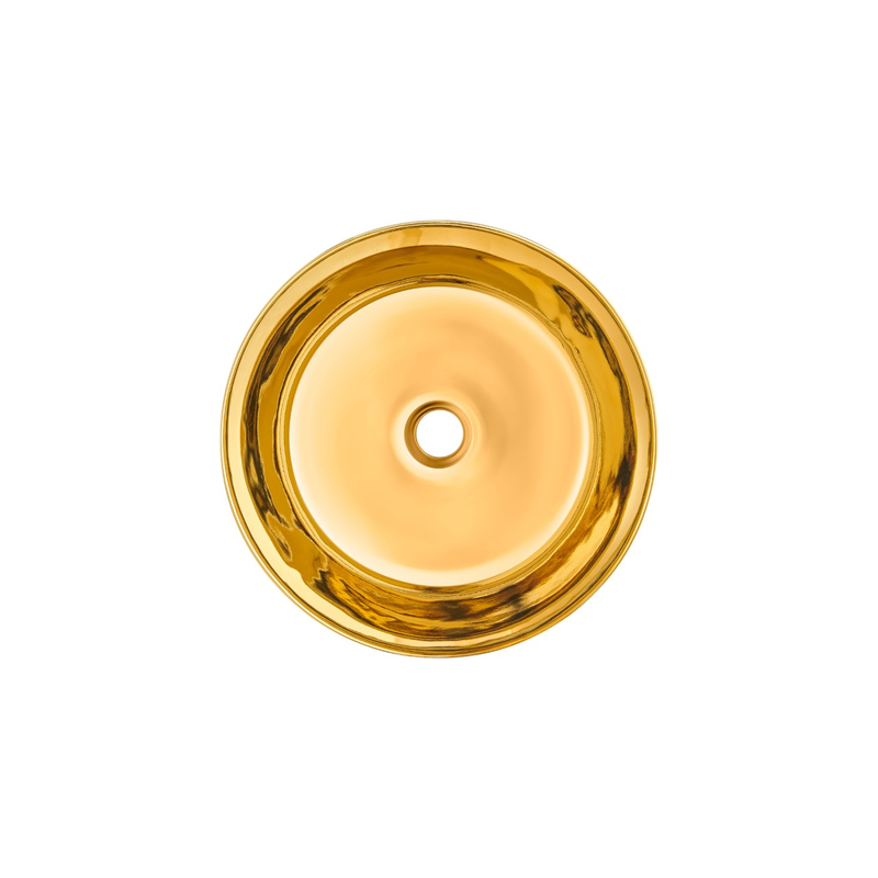 Invena Kos umywalka nablatowa 42 cm okrągła czarno złota połysk