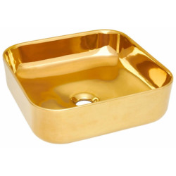 Invena Malaga umywalka nablatowa 39 cm kwadratowa złota