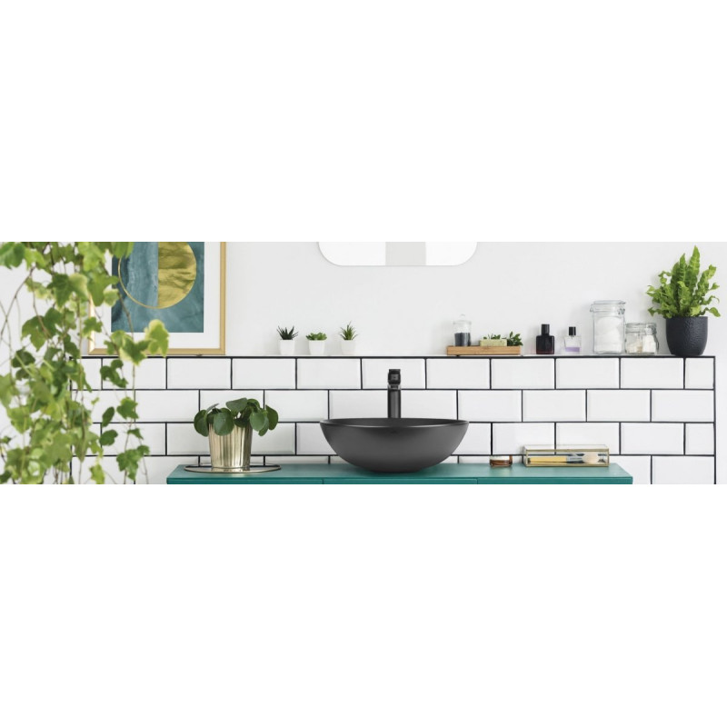 Invena Tinos umywalka nablatowa 39,5 Cm, czarny mat