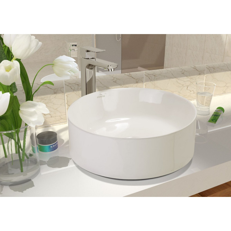Invena Kos umywalka nablatowa 42 cm okrągła