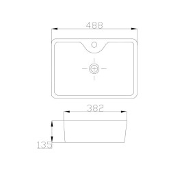 Invena Patras umywalka nablatowa 49 cm prostokątna, z otworem na baterię
