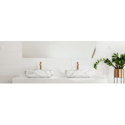 Invena Florina umywalka nablatowa 51cm prostokątna efekt marmur biały mat