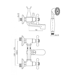 Invena Roma bateria wannowa z widełkami chrom