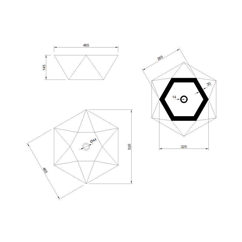 Invena Naksos umywalka nablatowa 54 Cm, geometryczna