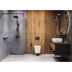 Invena Paros miska wc podwieszana bezkołnierzowa , z deską, kwadratowa