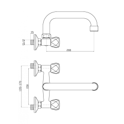 Invena Modena bateria umywalkowo-zlewozmywakowa u 200mm