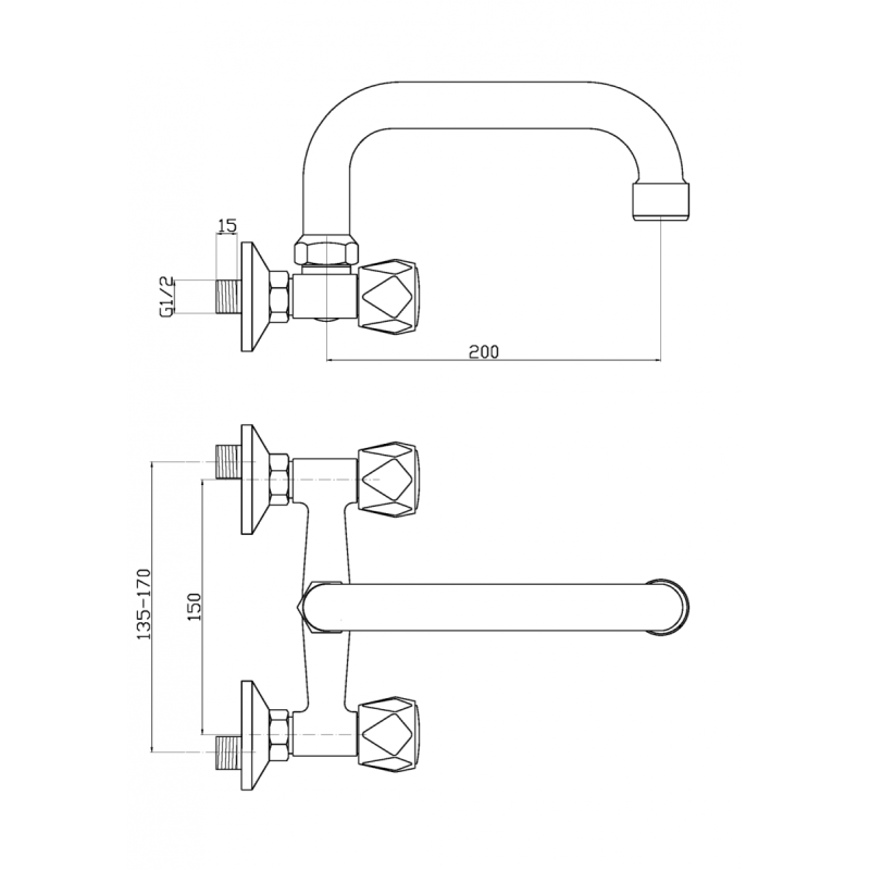 Invena Modena bateria umywalkowo-zlewozmywakowa u 200mm
