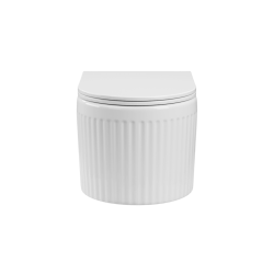 Invena Glamour miska wc podwieszana, ryflowana, biała z deską