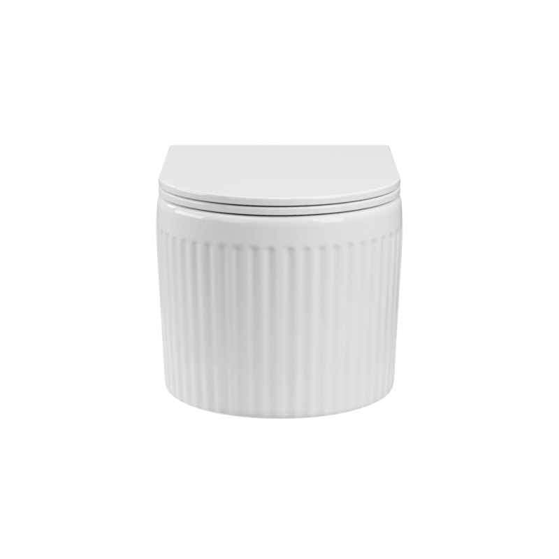 Invena Glamour miska wc podwieszana, ryflowana, biała z deską