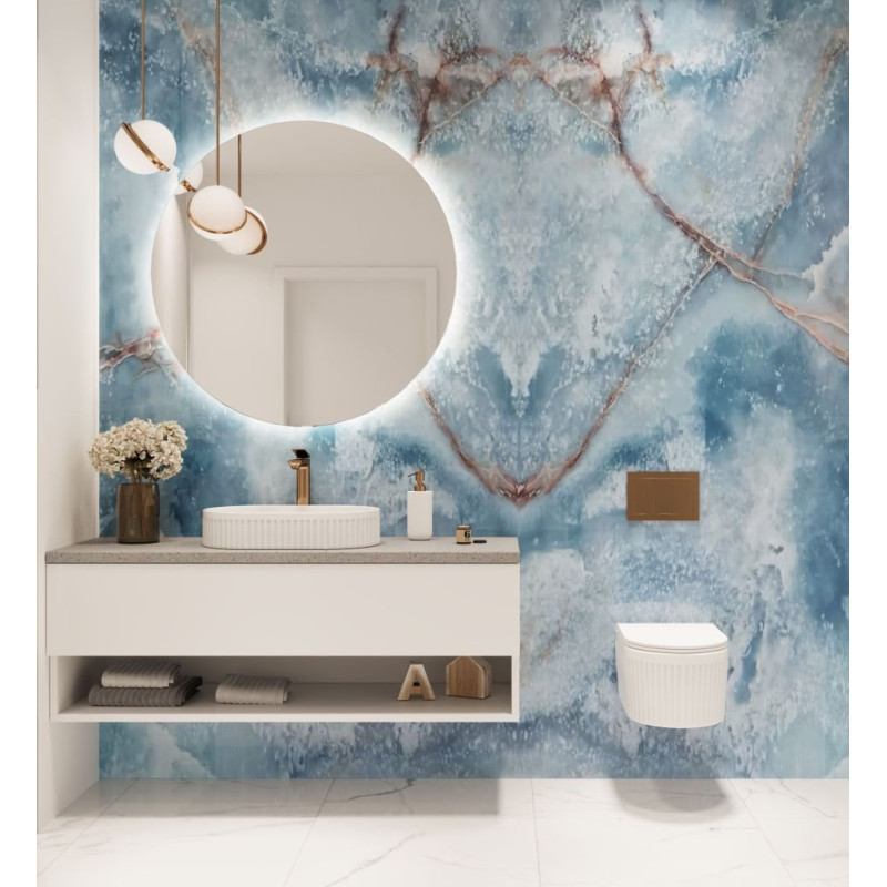 Invena Glamour miska wc podwieszana, ryflowana, biała z deską