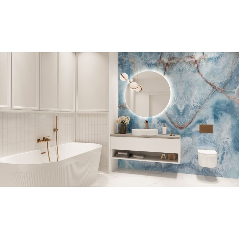 Invena Glamour miska wc podwieszana, ryflowana, biała z deską