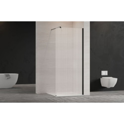Invena ścianka walk-in ii 80x200cm ryflowana 8mm shiny-glass. Czarna