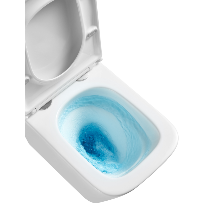 Invena Florina miska wc podwieszana, kwadratowa, biała z deską