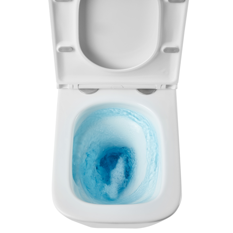 Invena Florina miska wc podwieszana, kwadratowa, biała z deską