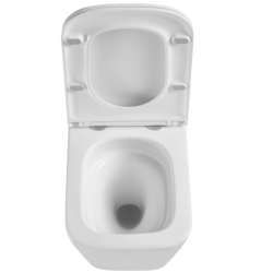 Invena Florina miska wc podwieszana, kwadratowa, biała z deską