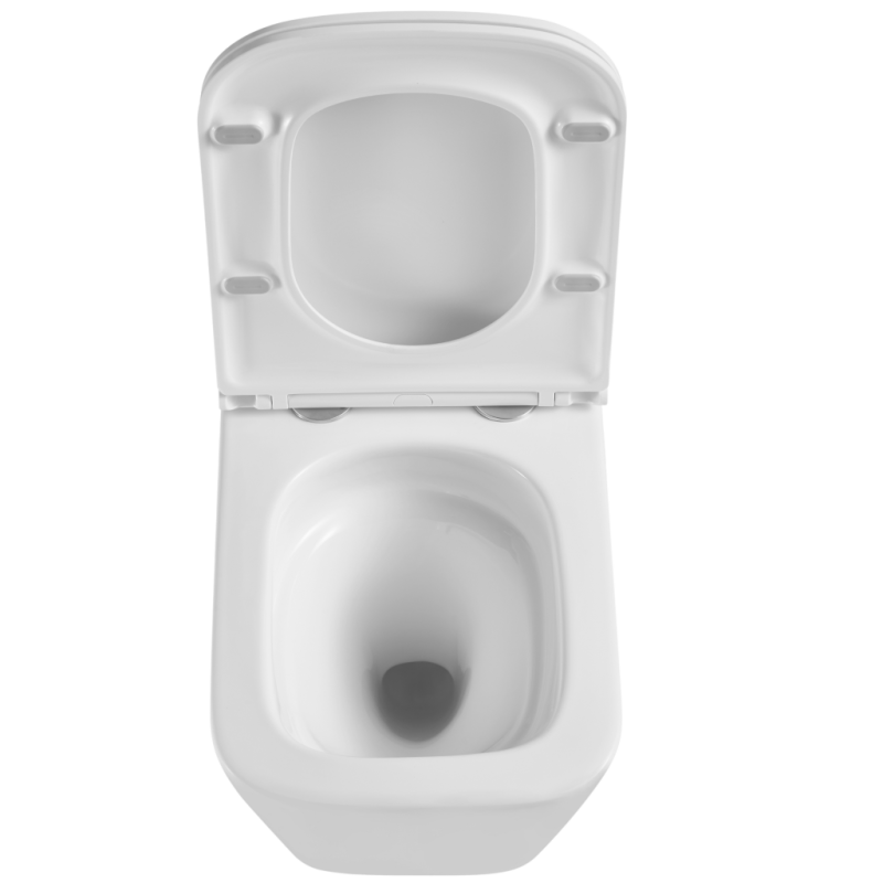 Invena Florina miska wc podwieszana, kwadratowa, biała z deską