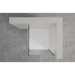Invena ścianka walk-in ii 120x200cm ryflowana 8mm shiny-glass.czarna