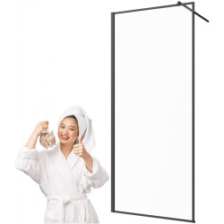 Invena ścianka walk-in ii 90x200cm 8mm shiny-glass czarna