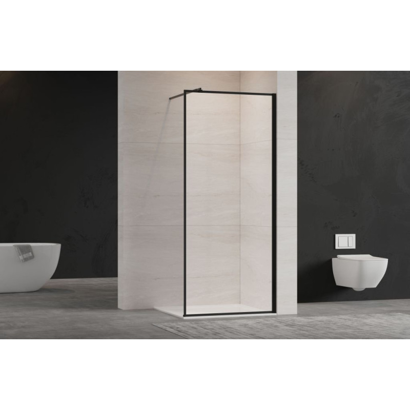 Invena ścianka walk-in ii 120x200cm 8mm shiny-glass czarna