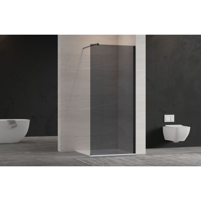 Invena ścianka walk-in ii 100x200cm grafit 8mm shiny-glass czarna