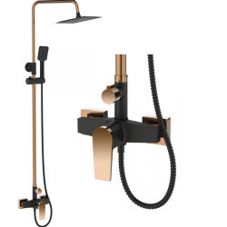 Invena Midnight deszczownia z baterią natryskowa black/gold rose