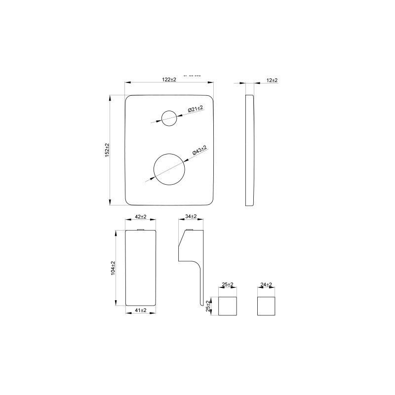 Invena Nyks bateria podtynkowa chrom