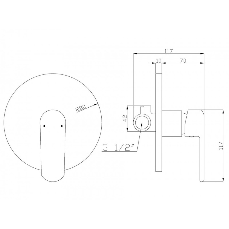 Invena Siros bateria podtynkowa chrom okrągła