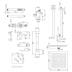 Invena Siros zestaw podtynkowy z baterią, kwadratowy, czarny