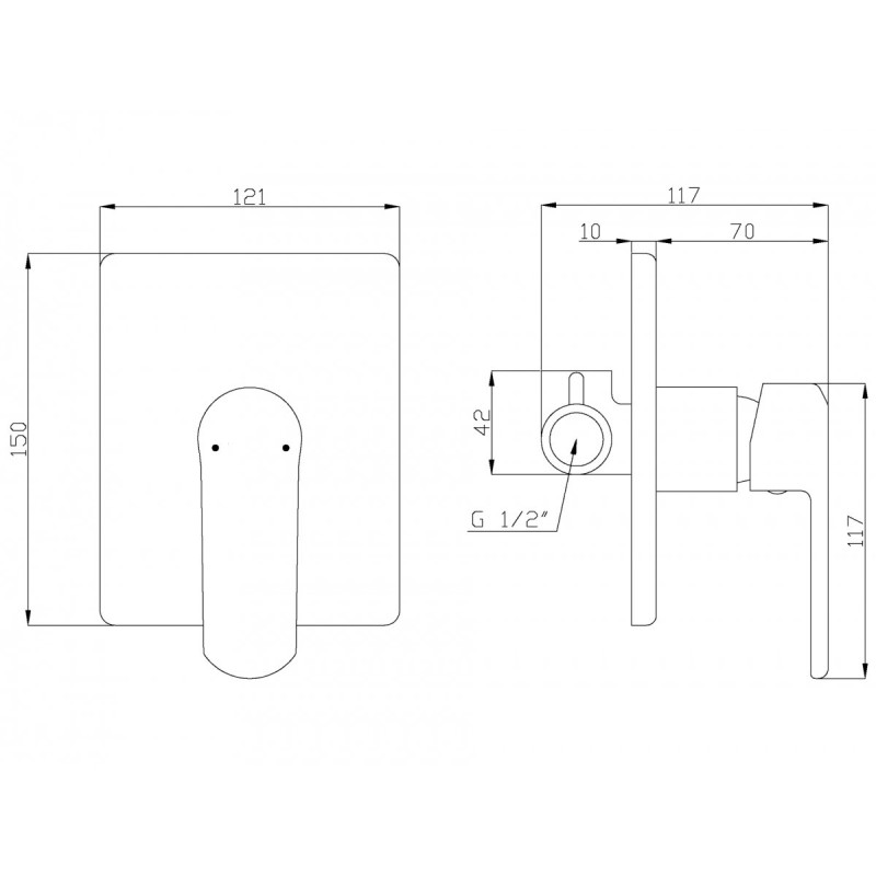Invena Siros bateria podtynkowa 1-funkcyjna kwadratowa,czarna