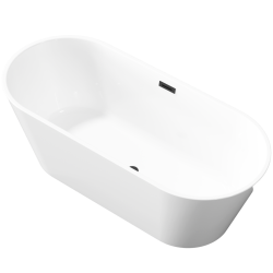 Invena Limnos wanna wolnostojąca 170 cm z syfonem czarnym