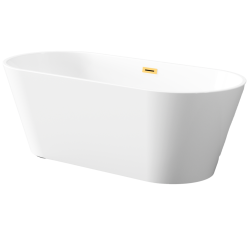 Invena Limnos wanna wolnostojąca 170 cm z syfonem złotym