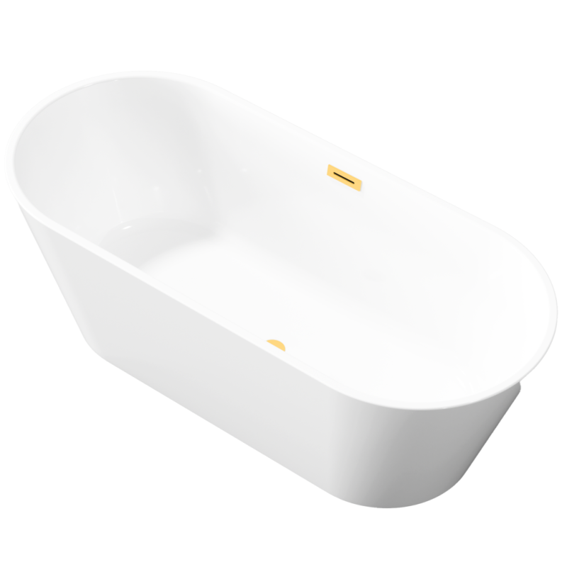 Invena Limnos wanna wolnostojąca 170 cm z syfonem złotym