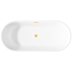 Invena Limnos wanna wolnostojąca 170 cm z syfonem złotym