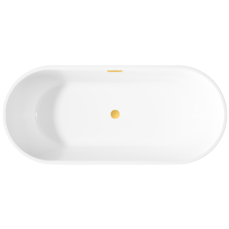 Invena Limnos wanna wolnostojąca 170 cm z syfonem złotym