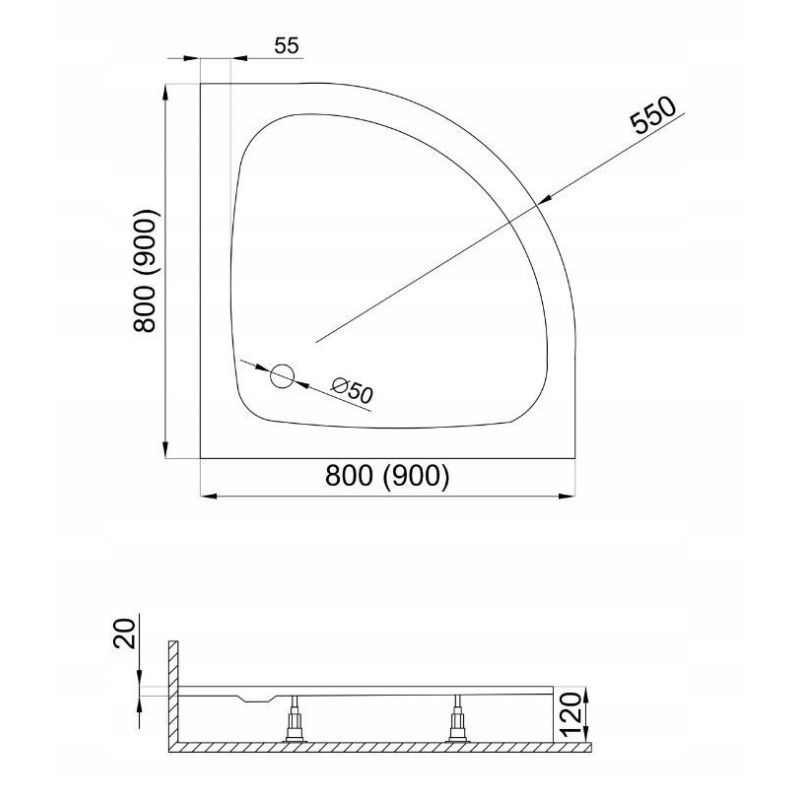 Invena Vitoria kabina kabina natryskowa półokrągła 90x90 chrom szkło transparentne
