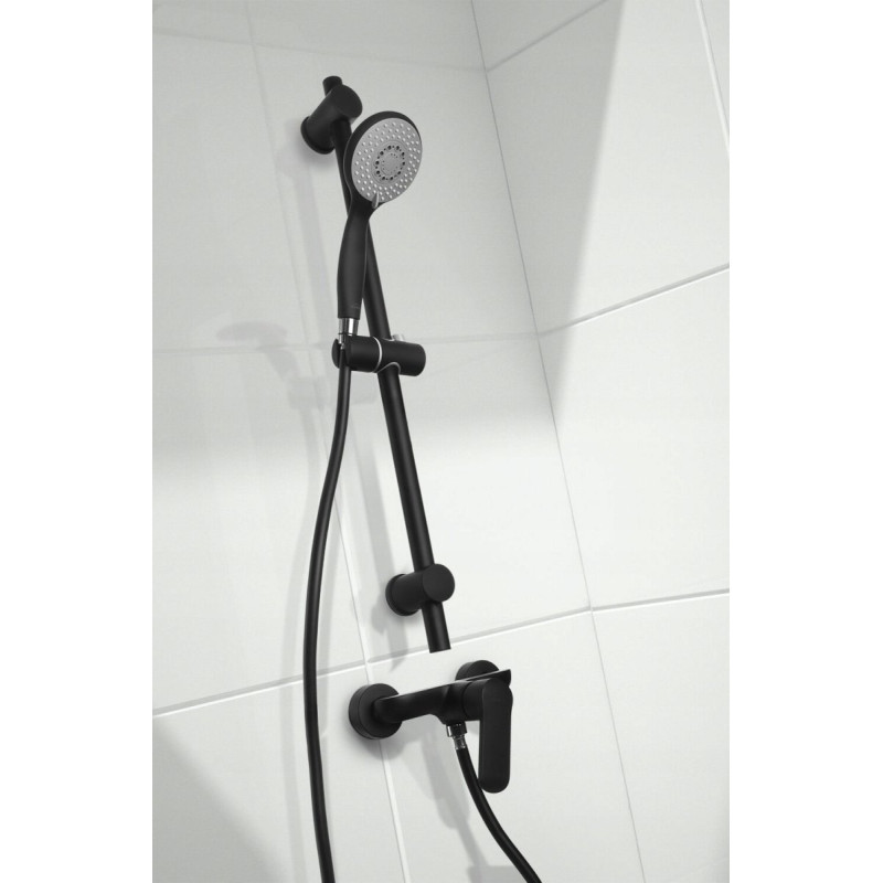 Zestaw Prysznicowy Invena Dark z Czarną Baterią oraz drążkiem