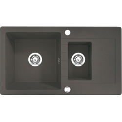 Deante Zorba Zlewozmywak granitowy 1.5-komorowy z ociekaczem 76x44 cm - antracyt metalik