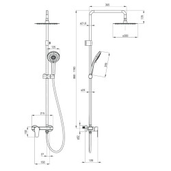 Deante Deszczownia Agawa z Baterią Mieszaczową NAC_01QG chrom