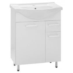 Astor Lupo szafka z umywalką łazienkowa 65 cm biała stojąca zestaw połysk biała