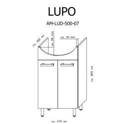 Astor Zestaw łazienkowy Lupo 50 cm biała szafka + umywalka ceramiczna, łatwy montaż