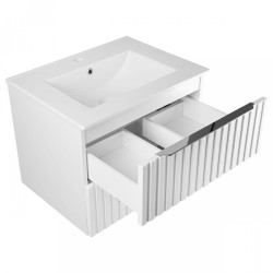 Zestaw szafka z umywalką Astor AMY biały 60 cm ryflowany uchwyty chrom