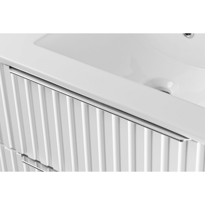 Zestaw szafka z umywalką Astor AMY biały 60 cm ryflowany uchwyty chrom