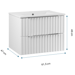 Zestaw szafka z umywalką Astor AMY biały 60 cm ryflowany uchwyty chrom