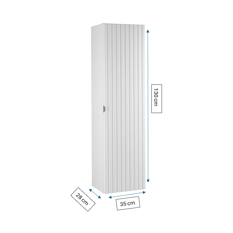 Astor słupek łazienkowy wiszący AMY biały ryflowany 35 cm uchwyt chrom