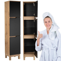 Astor Alma Słupek łazienkowy stojący 35 cm czarny wotan półki szklane