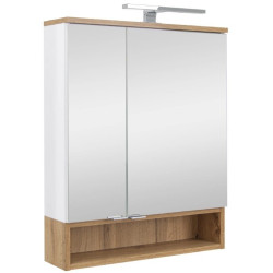 Lustrzana Szafka Astor Nelle 60 cm, LED & Gniazdko, drewno