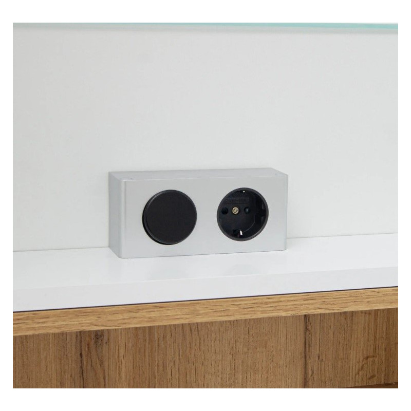Lustrzana Szafka Astor Nelle 60 cm, LED & Gniazdko, drewno
