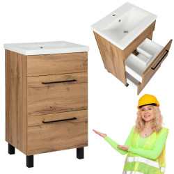 Zestaw szafka z umywalką Astor SOL WOTAN 50 cm szuflady czarne uchwyty